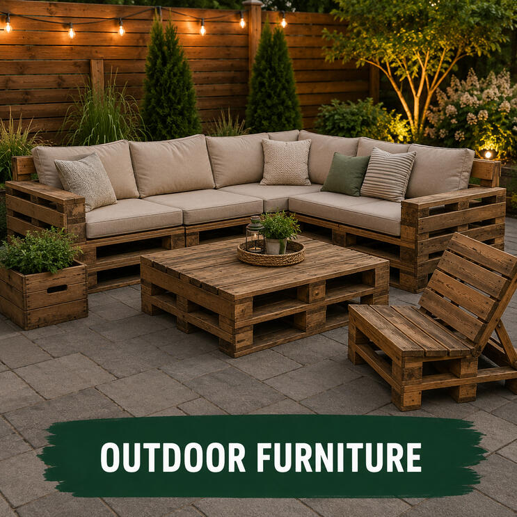 Custom outdoor wooden furniture for backyard seating and entertaining.