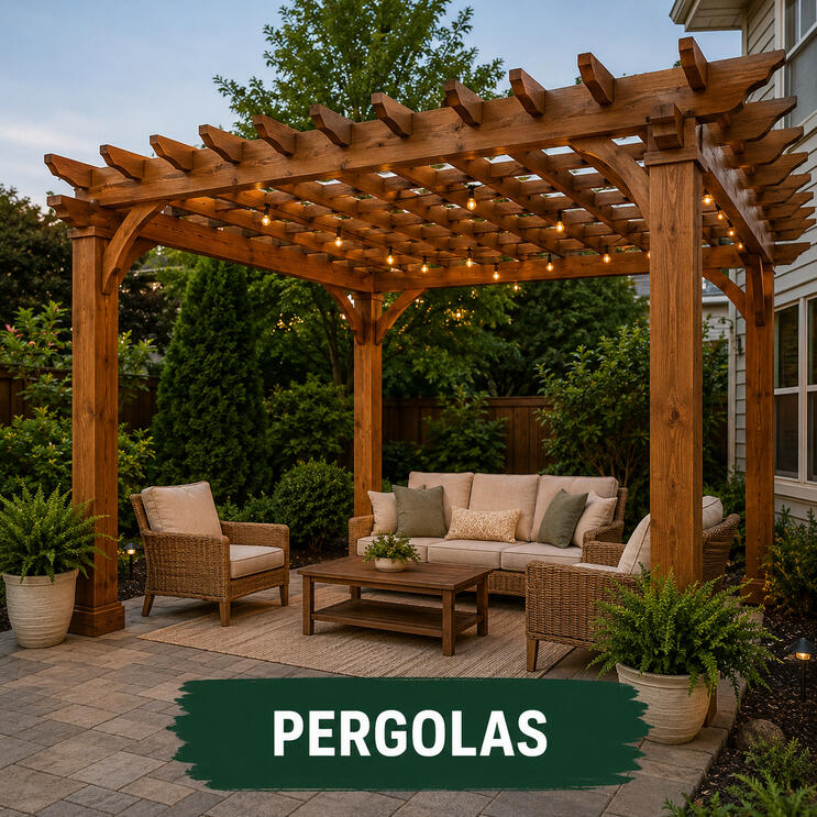 Untitled Custom wooden pergola for backyard outdoor living space.